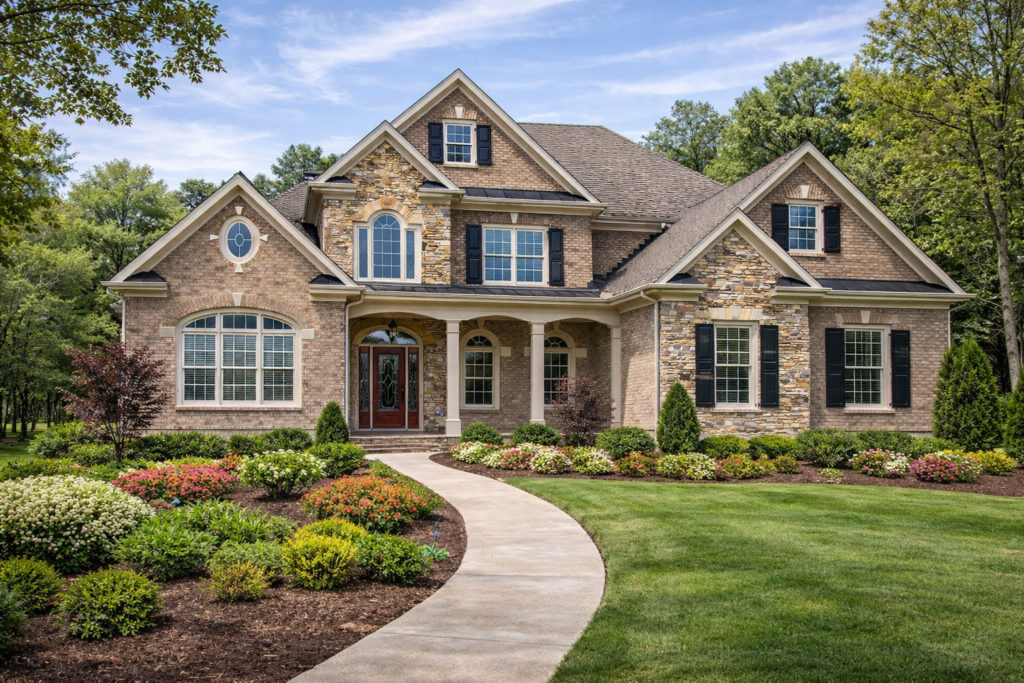 Richmond soft wash service creates clean brick chimney exterior